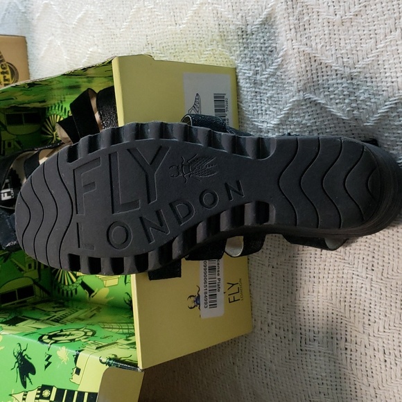 Fly London - Yeba 895 - black wedge sandals size 40 - Picture 2 of 4